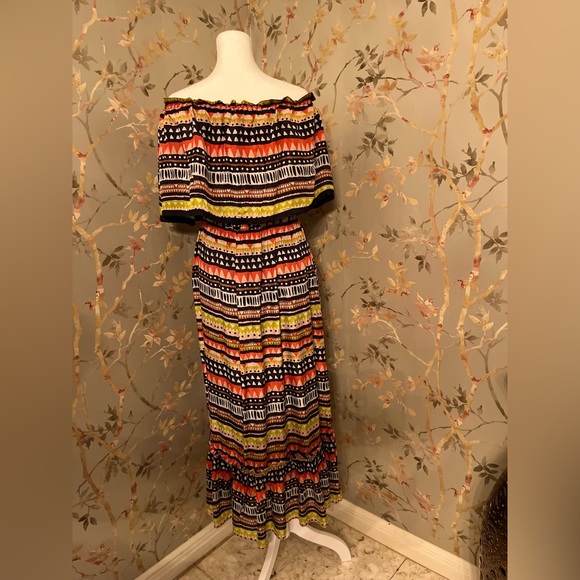 NWT Anthropologie Off the Shoulder Silk Maxi Dress Size Large - Picture 10 of 10